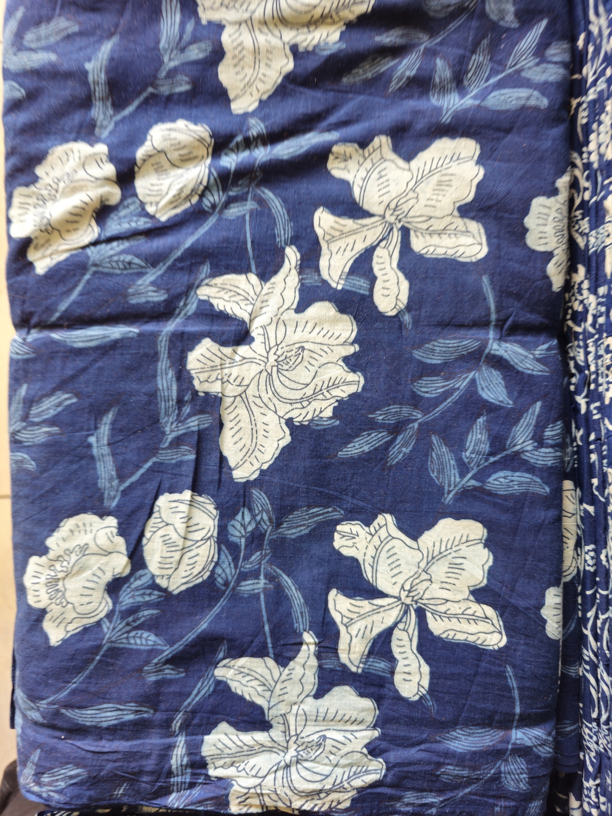 Wholesale Indian Handmade Indigo Cotton Fabric Indigo Blue Cotton Fabric - Vegetable dyed Hand Block Printed Cotton Dabu Printed