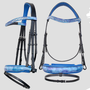 Snaffle contrast stitch Bridle wide padded noseband flash pull back clincher brow band extra soft padded headpiece