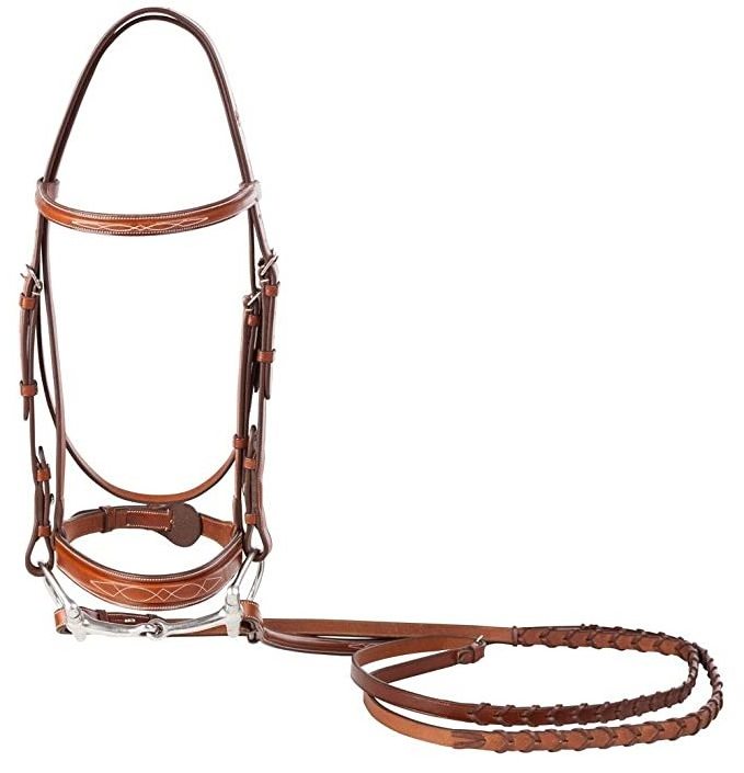 Horse Leather Huntley Equestrian Fancy Stitched Sedgwick Leather English Bridle and Reins wholesale premium leather high quality