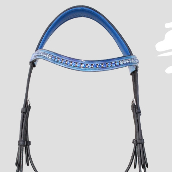 Snaffle contrast stitch Bridle wide padded noseband flash pull back clincher brow band extra soft padded headpiece