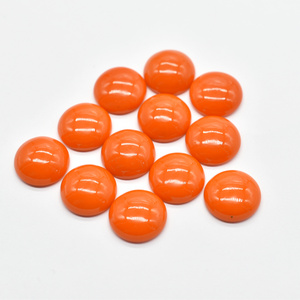 Synthetic Orange Coral Gemstone Cabochon Round Shape Cabochon All Calibrated MM Size Available In Custom.