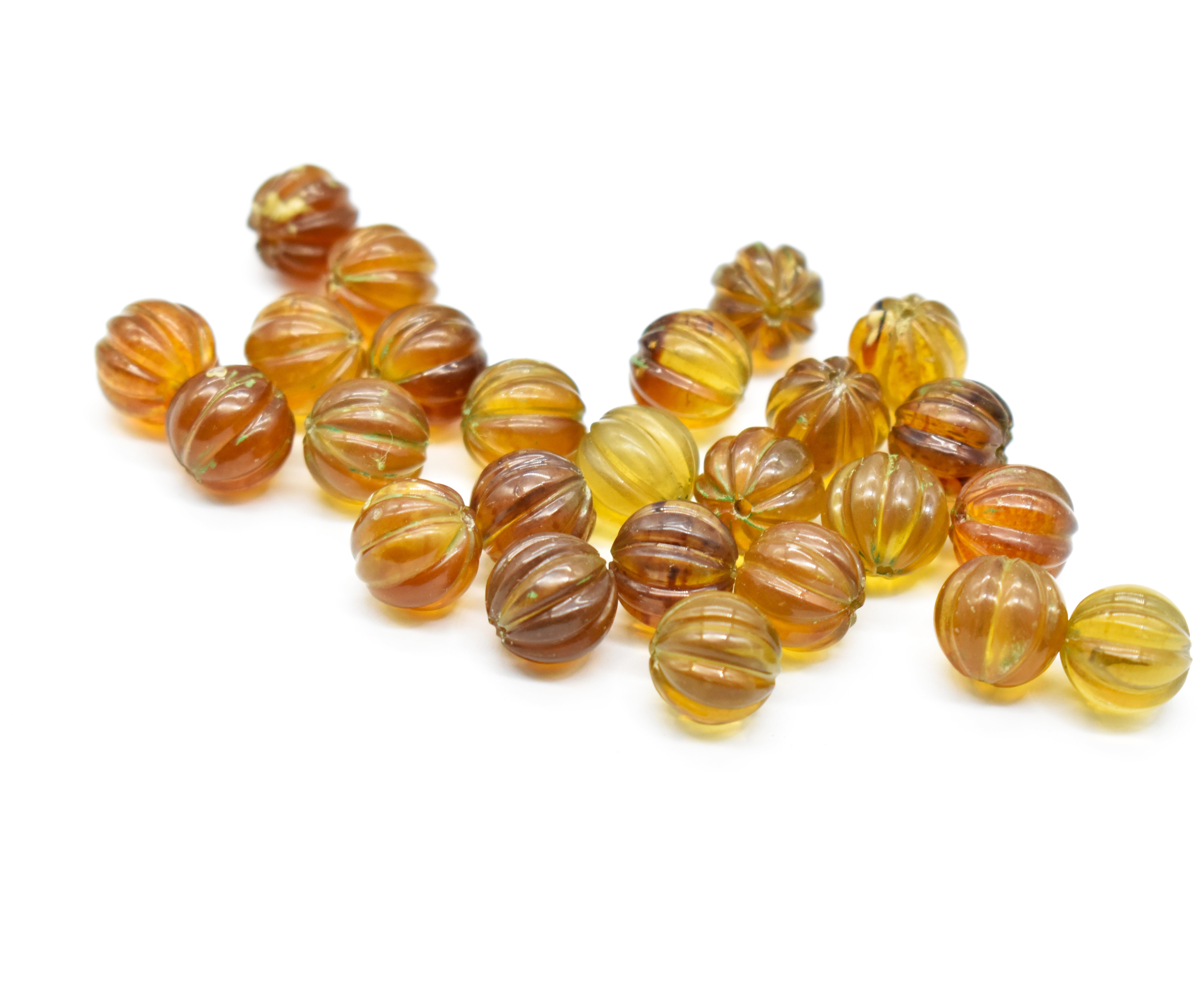 Natural Amber Carved Pumpkin Crystal Beads For Jewelry Making 10 MM Size Loose Gemstone Beads Carved Crystal