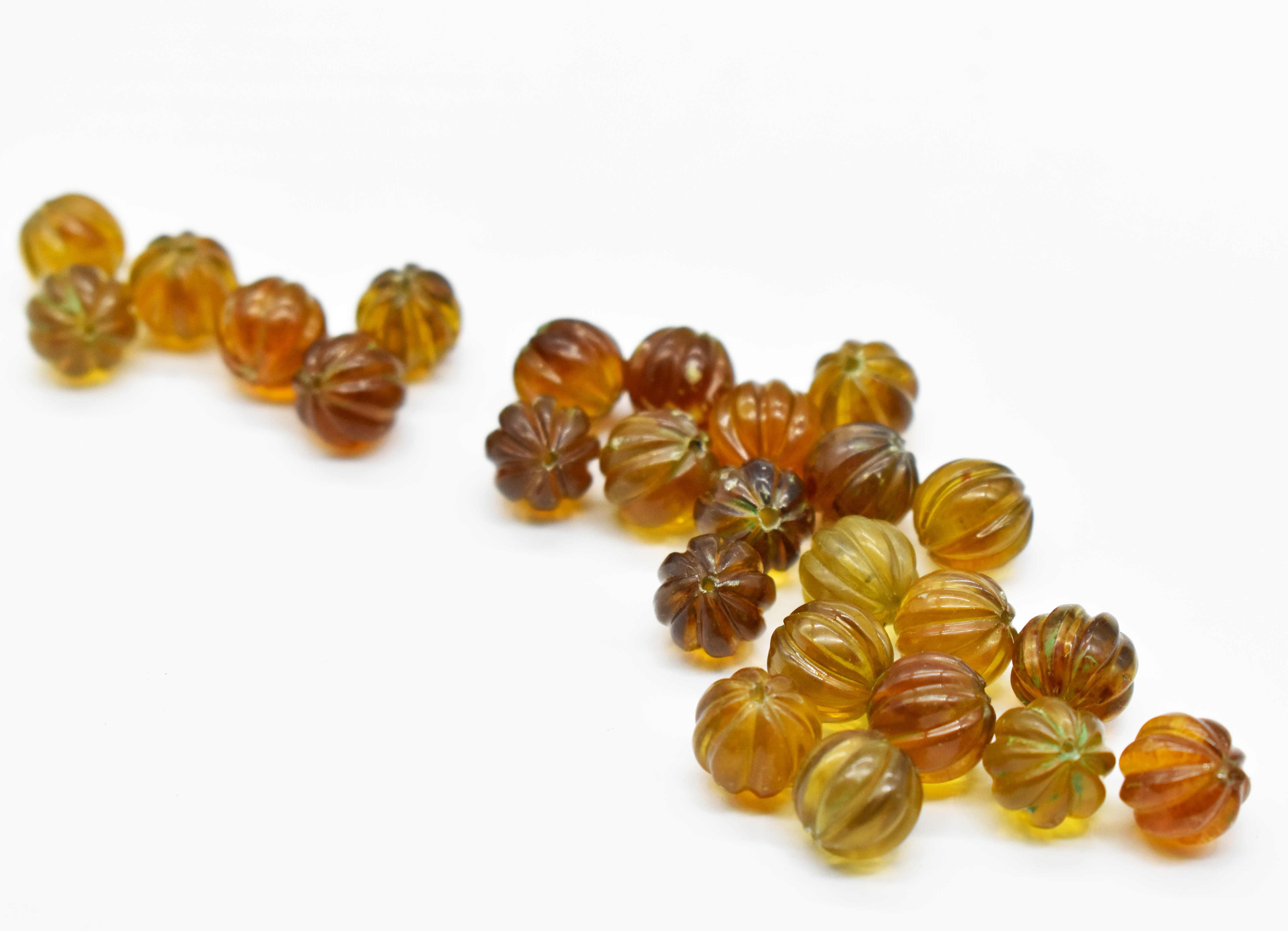 Natural Amber Carved Pumpkin Crystal Beads For Jewelry Making 10 MM Size Loose Gemstone Beads Carved Crystal