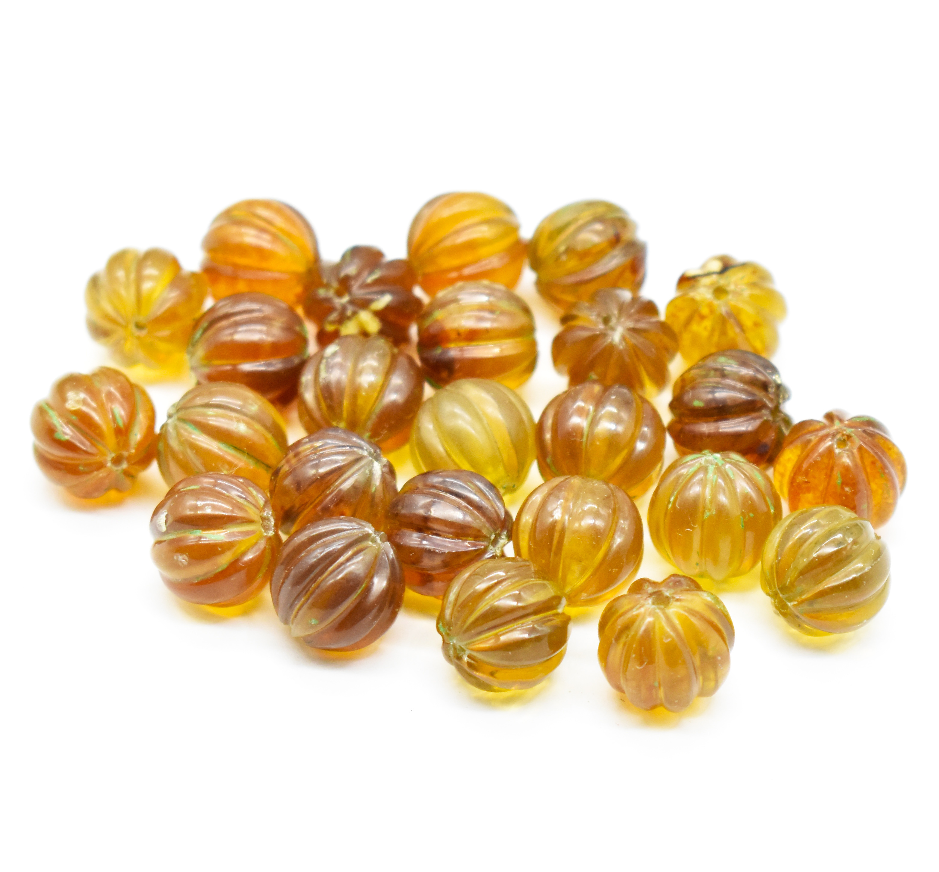 Natural Amber Carved Pumpkin Crystal Beads For Jewelry Making 10 MM Size Loose Gemstone Beads Carved Crystal