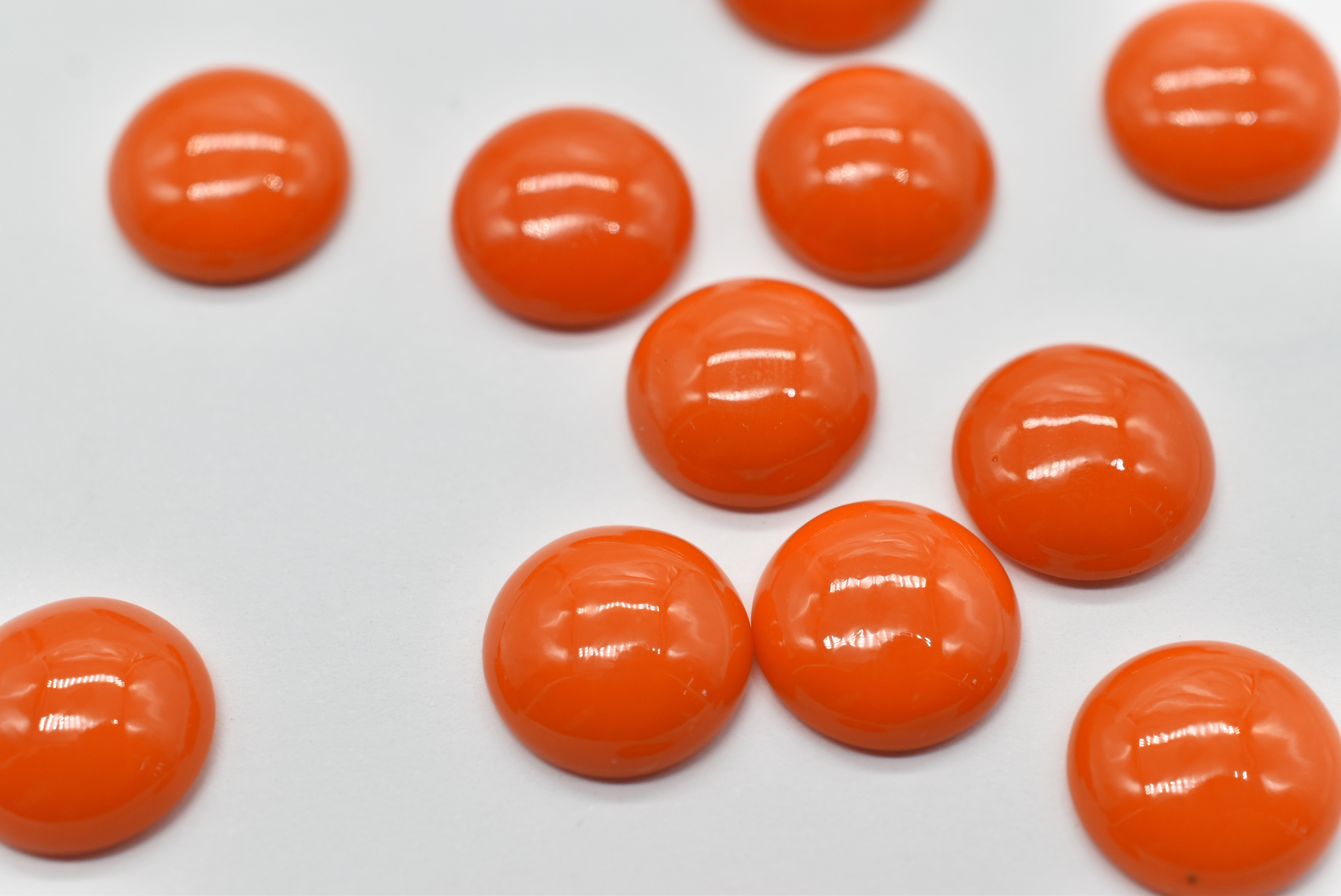 Synthetic Orange Coral Gemstone Cabochon Round Shape Cabochon All Calibrated MM Size Available In Custom.