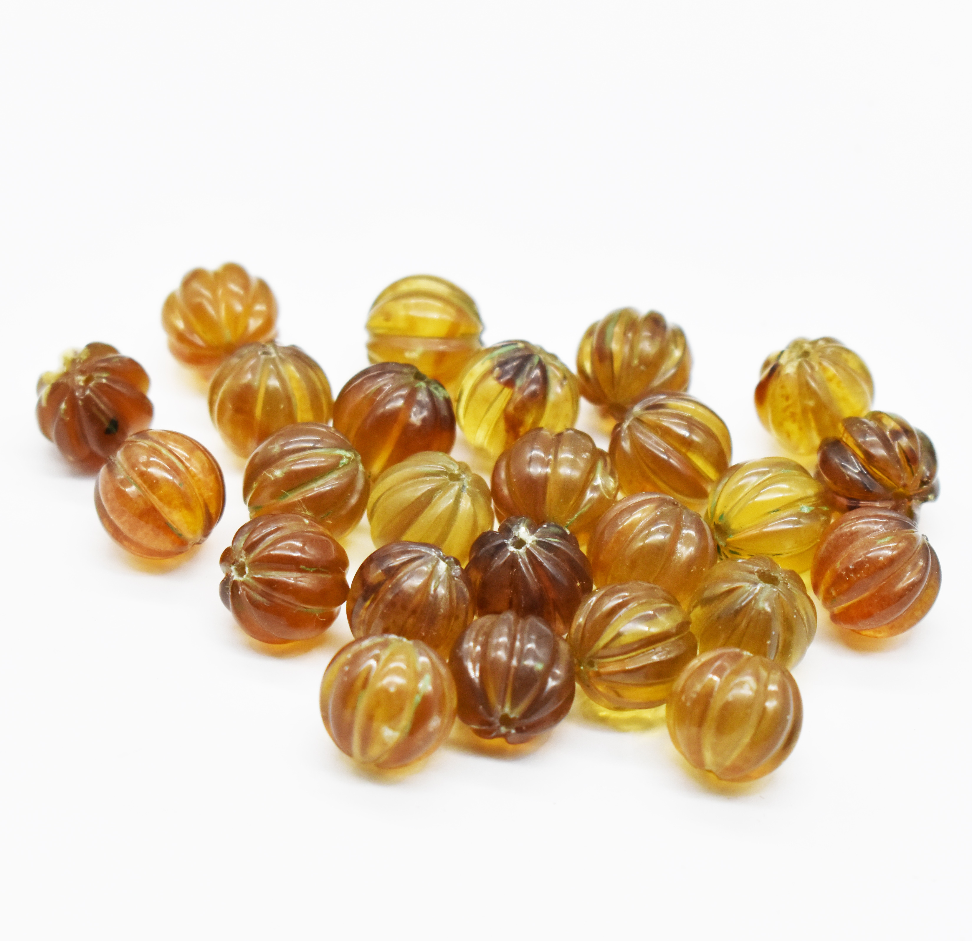 Natural Amber Carved Pumpkin Crystal Beads For Jewelry Making 10 MM Size Loose Gemstone Beads Carved Crystal