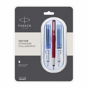 Fountain Pens Parker Vector Standard Red Body Calligraphy Fountain Pens With Extra Nib (medium&broad) Blue & Black Ink Cartridge