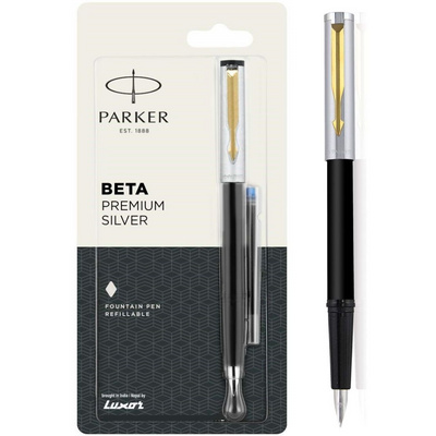 Fountain pens parker beta premium silver gold trim fountain pen with free ink cartridge parker fountain pens