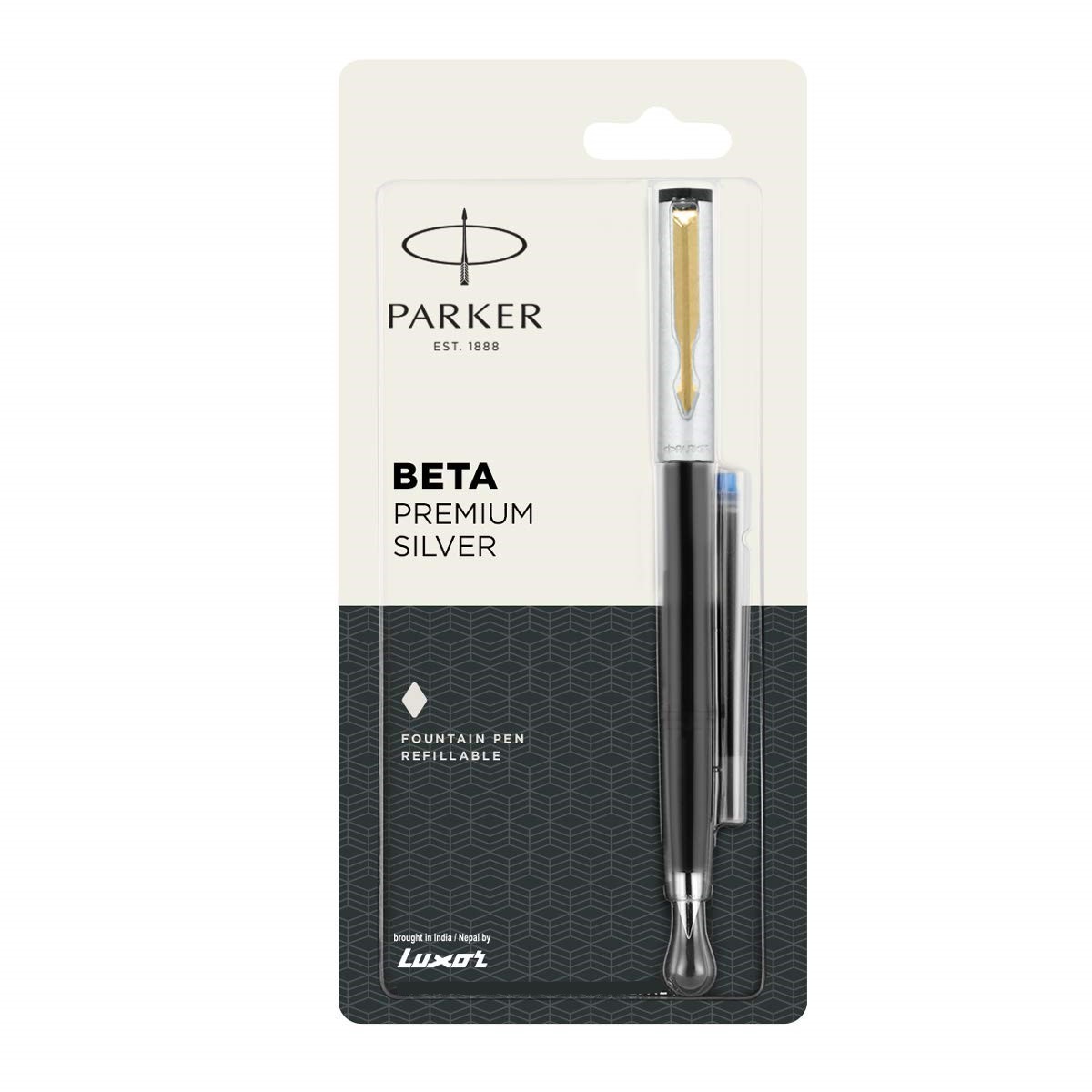 Fountain pens parker beta premium silver gold trim fountain pen with free ink cartridge parker fountain pens