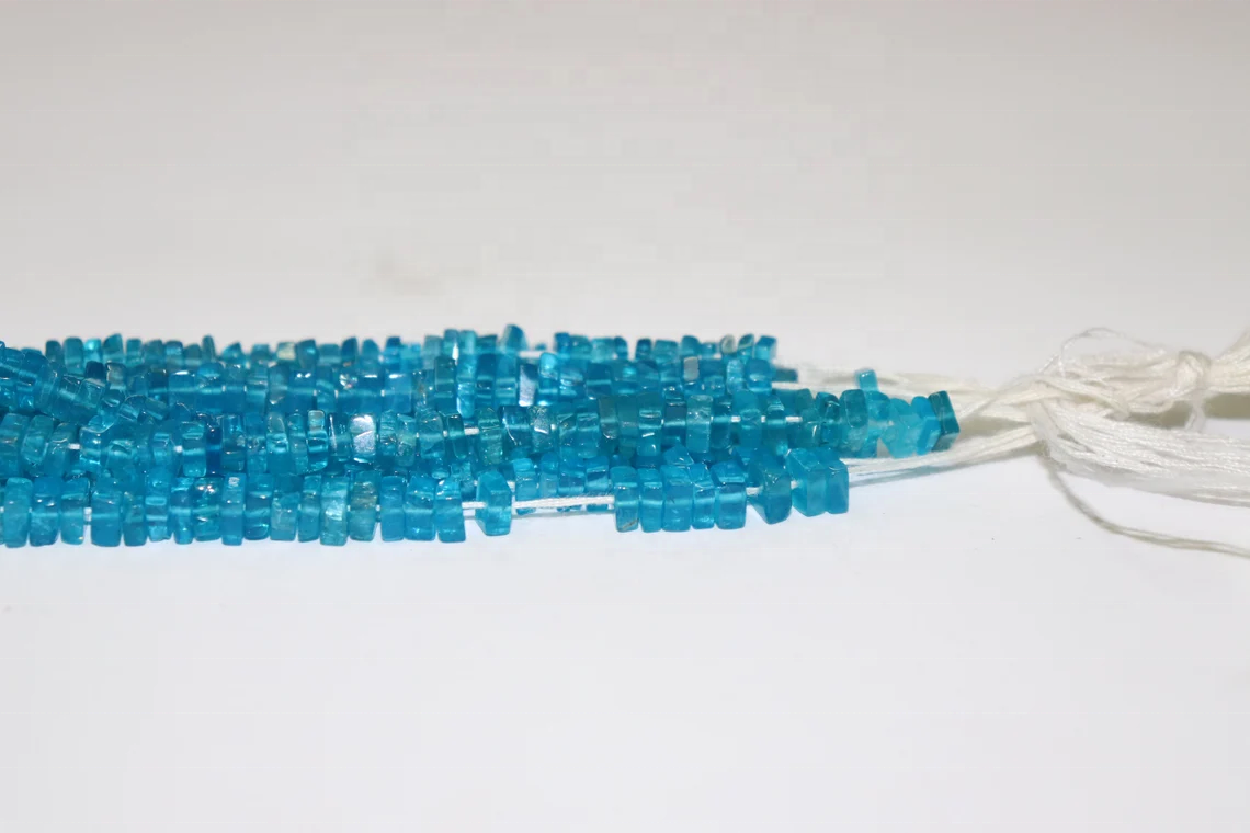 Neon Apatite Square Shape Beads Neon Apatite Heishi Square Beads Neon Apatite Plain Beads For Jewelry Making