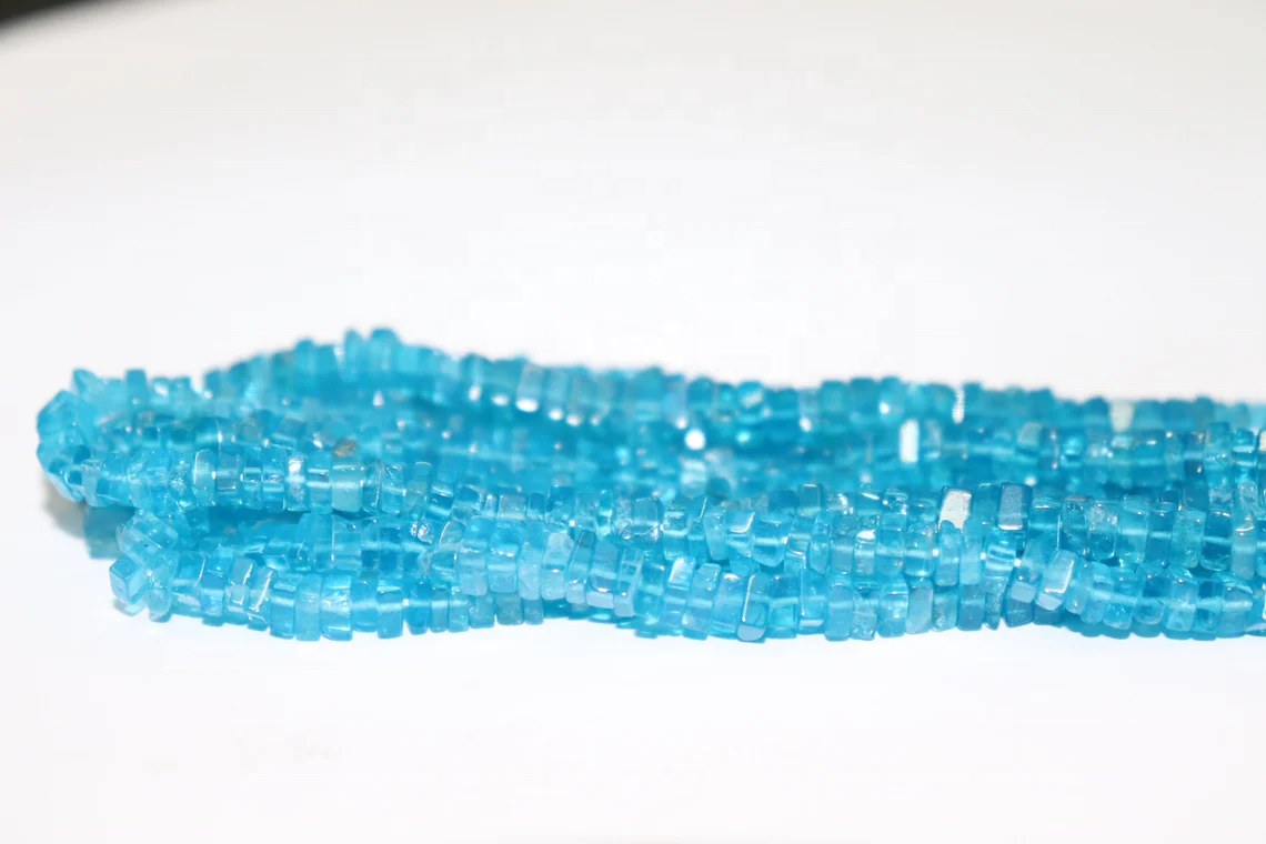 Neon Apatite Square Shape Beads Neon Apatite Heishi Square Beads Neon Apatite Plain Beads For Jewelry Making