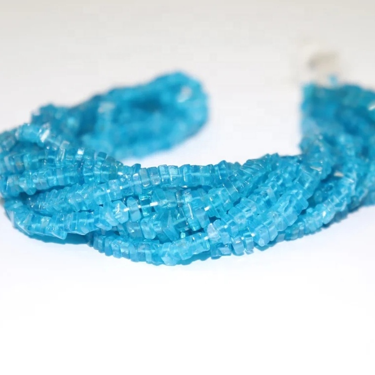 Neon Apatite Square Shape Beads Neon Apatite Heishi Square Beads Neon Apatite Plain Beads For Jewelry Making