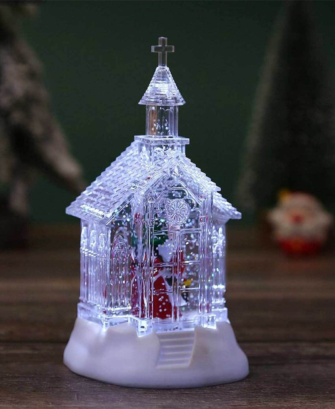 Free Sample 2023 Manufacturer Mini Figurine Xmas Decorations Christmas Lantern Snow Ball Globe With Blowing Snow Home Decoration