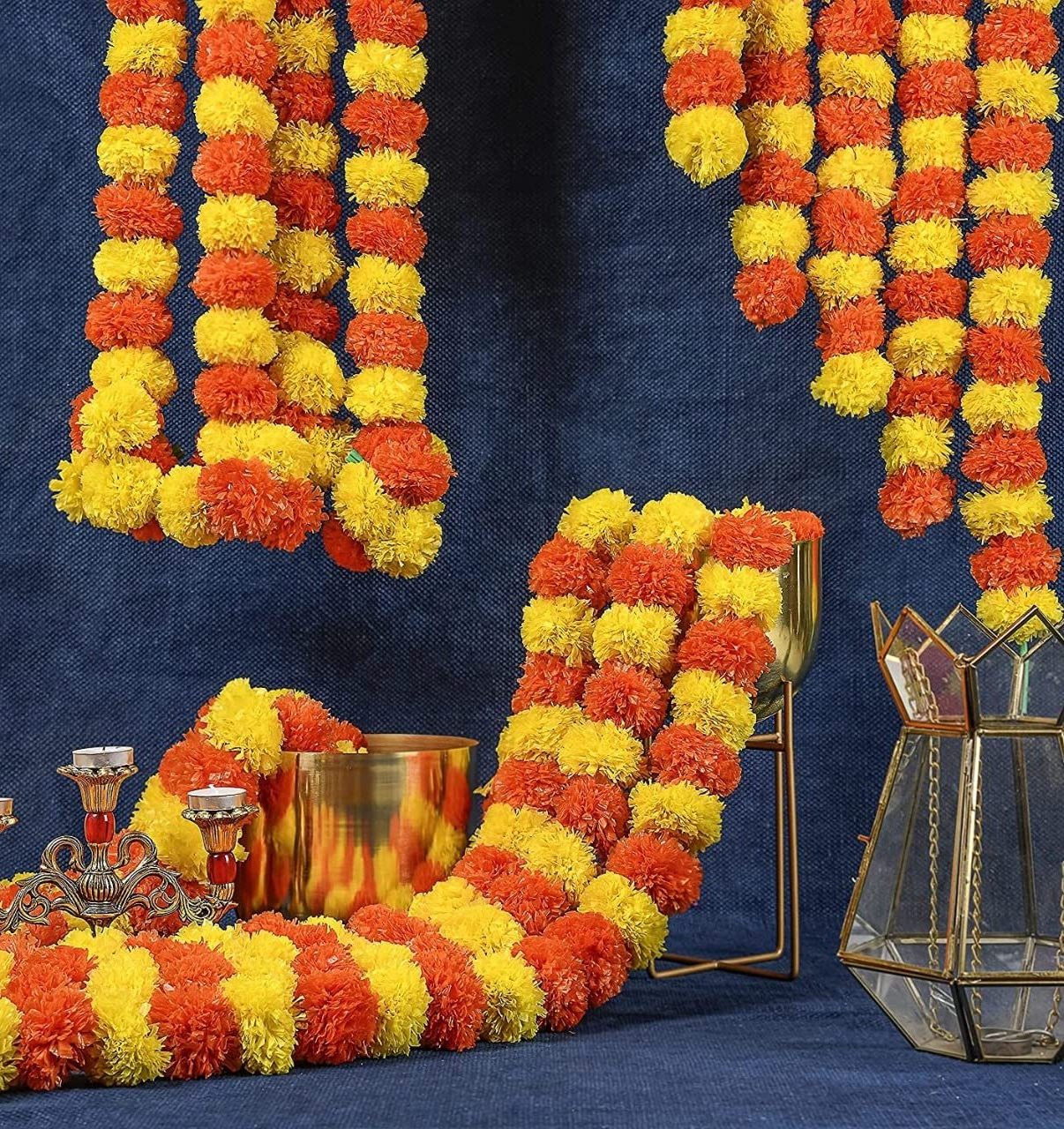 Artificial Mogra Gajra with Yellow Marigold Wedding and Festival Decoration Made by Indian Manufacturer For Wedding Favors