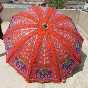 Floral Garden Umbrella With Stand Parasol Home Sunny Rajasthani Embroidery Wedding Umbrella Handmade Outdoor Patio Parasol