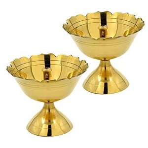 brass diya set of 2 brass diya oil lamp for pooja home decoration gifting pack of 2 light pooja diya