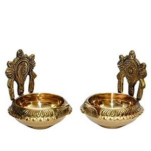 brass diya for puja temple decoration and shape pillar diya stand oil lamp for home mandir pooja articles decor