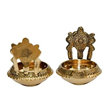 brass diya for puja temple decoration and shape pillar diya stand oil lamp for home mandir pooja articles decor