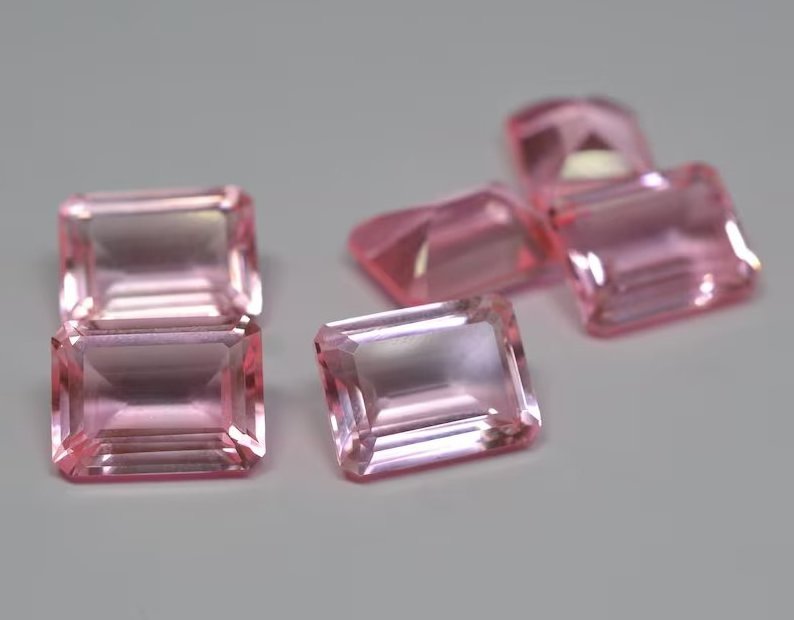 Hydro Pink Quartz Faceted Rectangle Gemstone Lot Ring Size Cut Pink Quartz For Craft Making Wholesale Supply