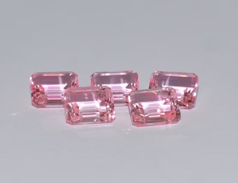 Hydro Pink Quartz Faceted Rectangle Gemstone Lot Ring Size Cut Pink Quartz For Craft Making Wholesale Supply