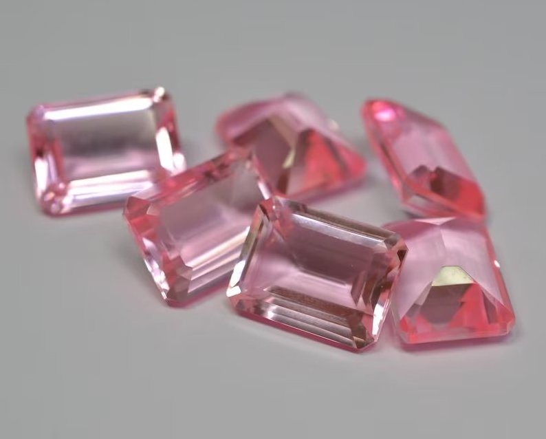 Hydro Pink Quartz Faceted Rectangle Gemstone Lot Ring Size Cut Pink Quartz For Craft Making Wholesale Supply