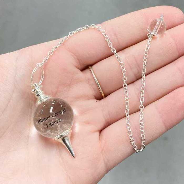 Wholesale Clear Quartz Pendulum Clear Quartz Ball Pendulums Gemstone Ball Pendulums Buy From Planet Crystal Exports