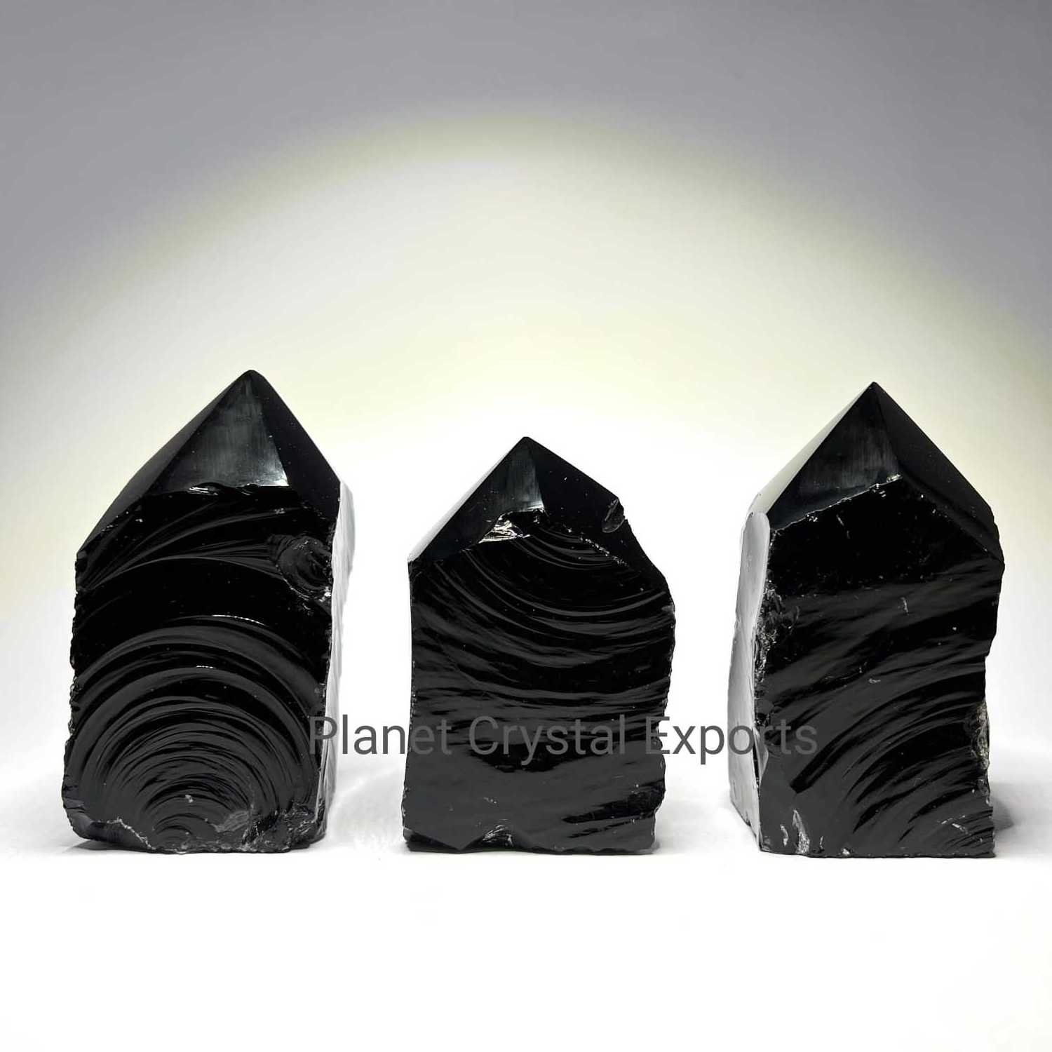 Black Obsidian Point, Rough Aventurine Crystal With Polished P:oint, Large Free Standing Black Obsidian Tower