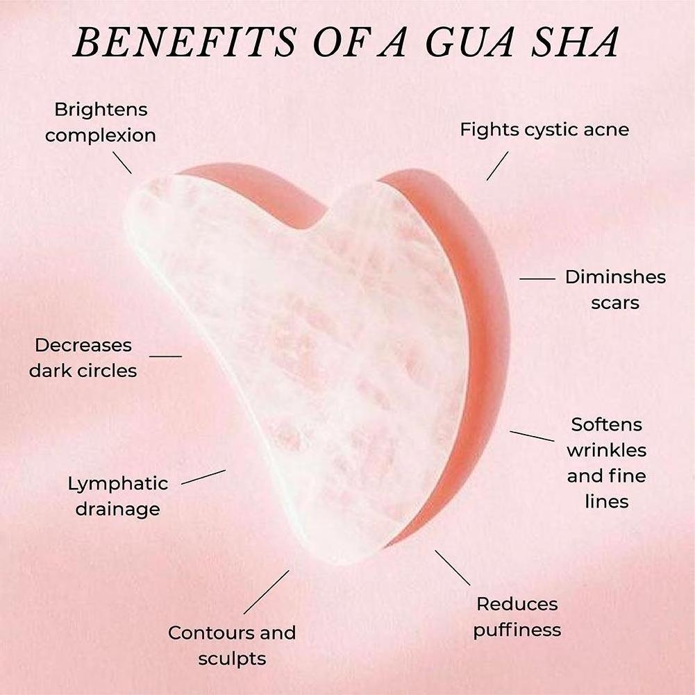 Wholesale Natural Stone Heart Shape Guasha Facial Tool Pink Rose Quartz Jade Gua Sha For Scrapers Face Massage