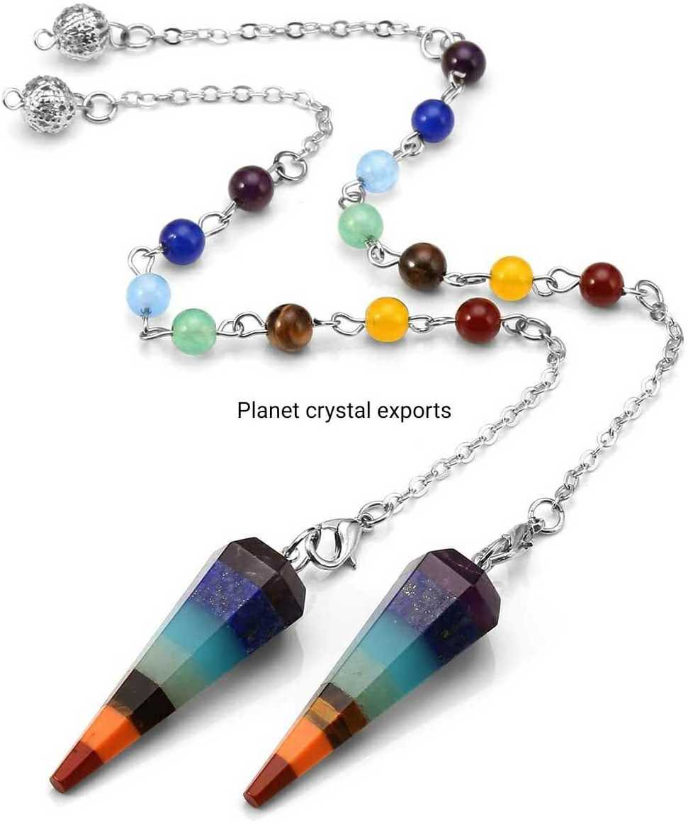 7 Chakra Reiki Healing Dowsing Crystal Pendulum Hexagon Point Stone Pendulum Buy From Planet Crystal Exports