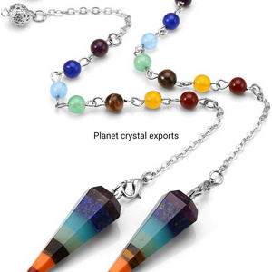 7 Chakra Reiki Healing Dowsing Crystal Pendulum Hexagon Point Stone Pendulum Buy From Planet Crystal Exports