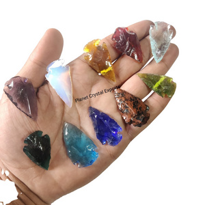 Wholesale Glass Arrowheads Handmade Hand knapped Assorted Attractive Colors Glass 1" Inch Arrowhead For Sale