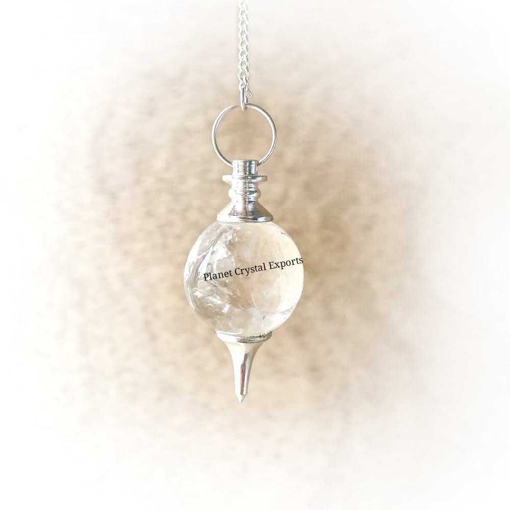 Wholesale Clear Quartz Pendulum Clear Quartz Ball Pendulums Gemstone Ball Pendulums Buy From Planet Crystal Exports