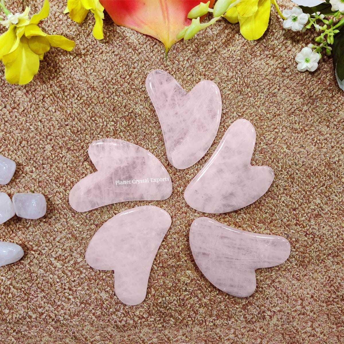 Wholesale Natural Stone Heart Shape Guasha Facial Tool Pink Rose Quartz Jade Gua Sha For Scrapers Face Massage