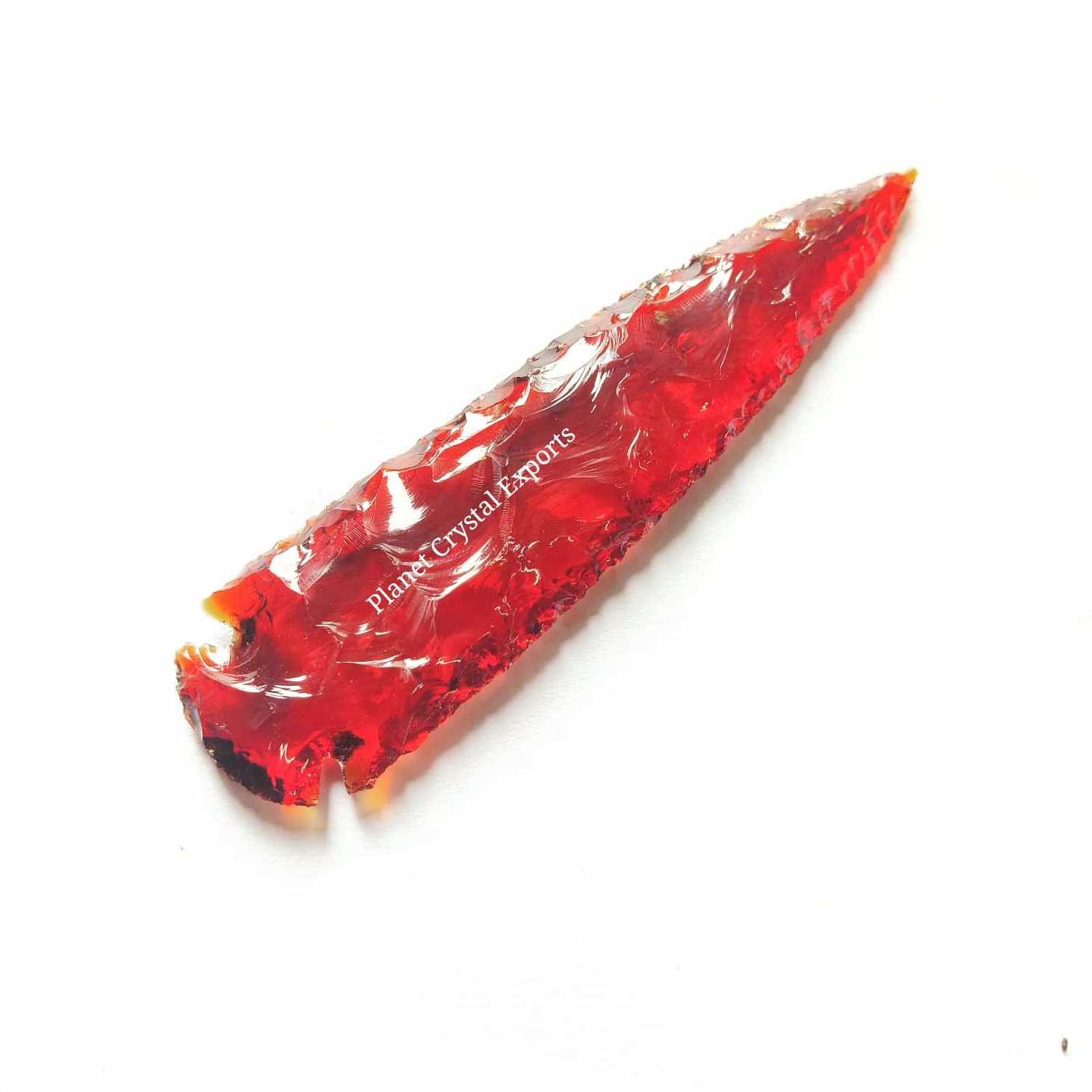 Wholesale Red  Glass 6Inch Arrowhead Indian Agate Hand Knapped Arrowhead Handmade Glass Arrowhead For Hunting & Archer