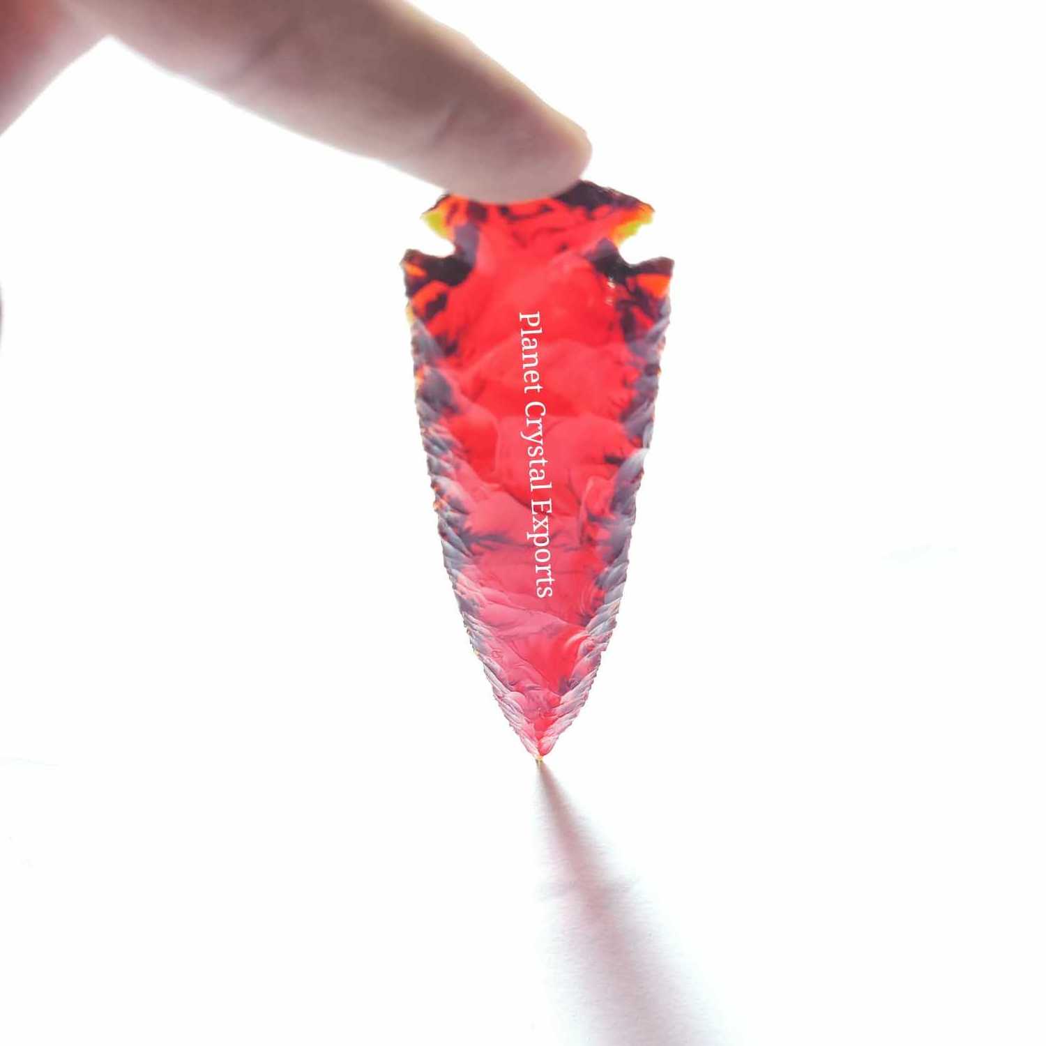 Wholesale Red  Glass 6Inch Arrowhead Indian Agate Hand Knapped Arrowhead Handmade Glass Arrowhead For Hunting & Archer