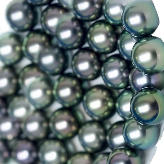 10-12mm Natural Black Seawater Real Tahitian Loose Pearls Round Shape Peacock Natural Color With Good Quality