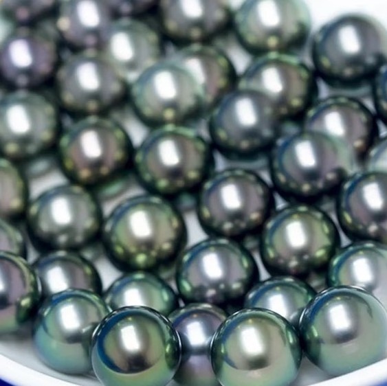 10-12mm Natural Black Seawater Real Tahitian Loose Pearls Round Shape Peacock Natural Color With Good Quality