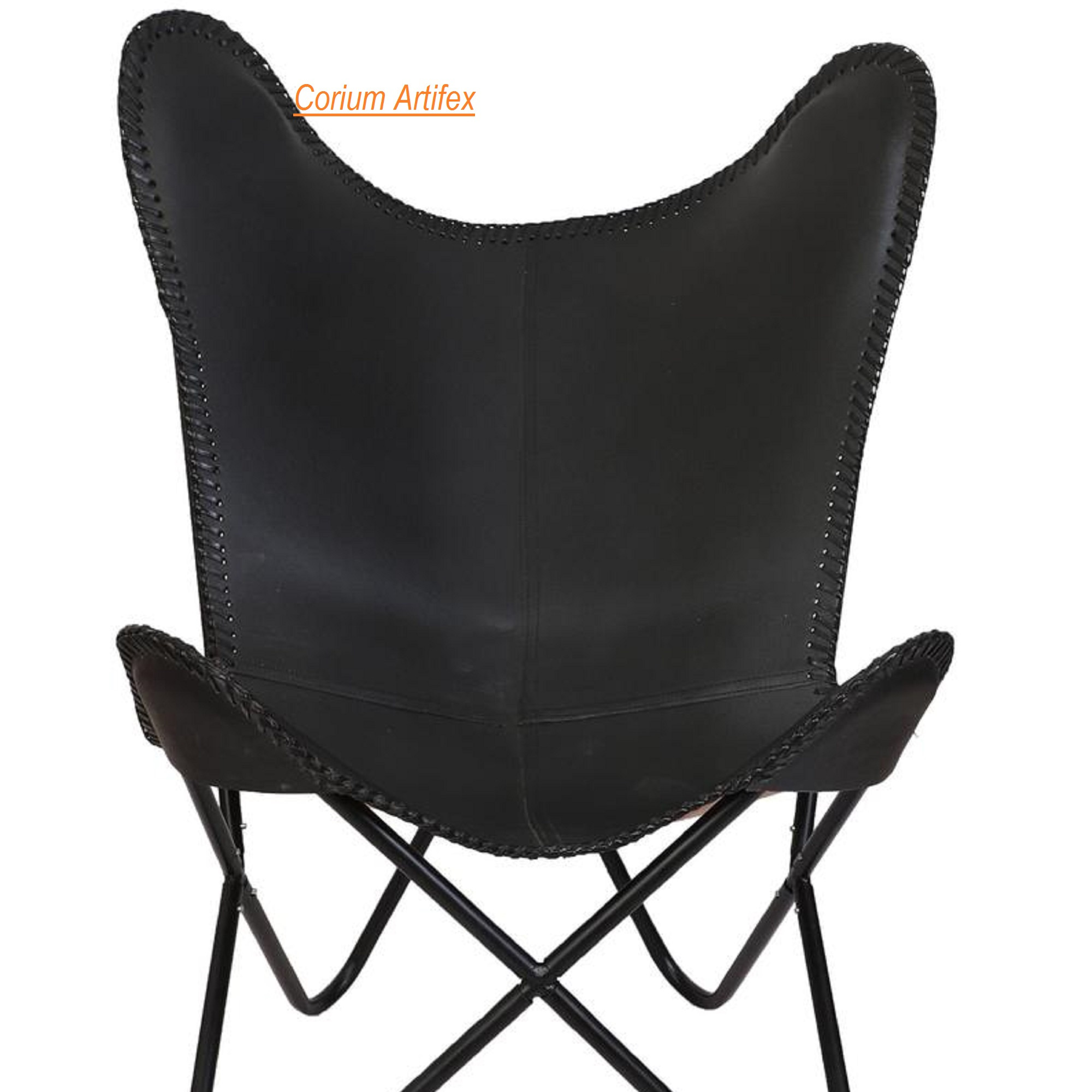 Genuine Leather Butterfly Chair 100% Butterfly Black  Cover Relaxing Living Room Folding chair Arm chair