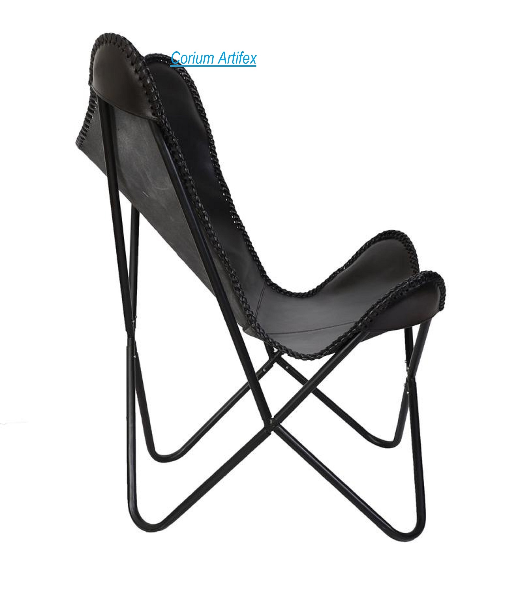 Genuine Leather Butterfly Chair 100% Butterfly Black  Cover Relaxing Living Room Folding chair Arm chair