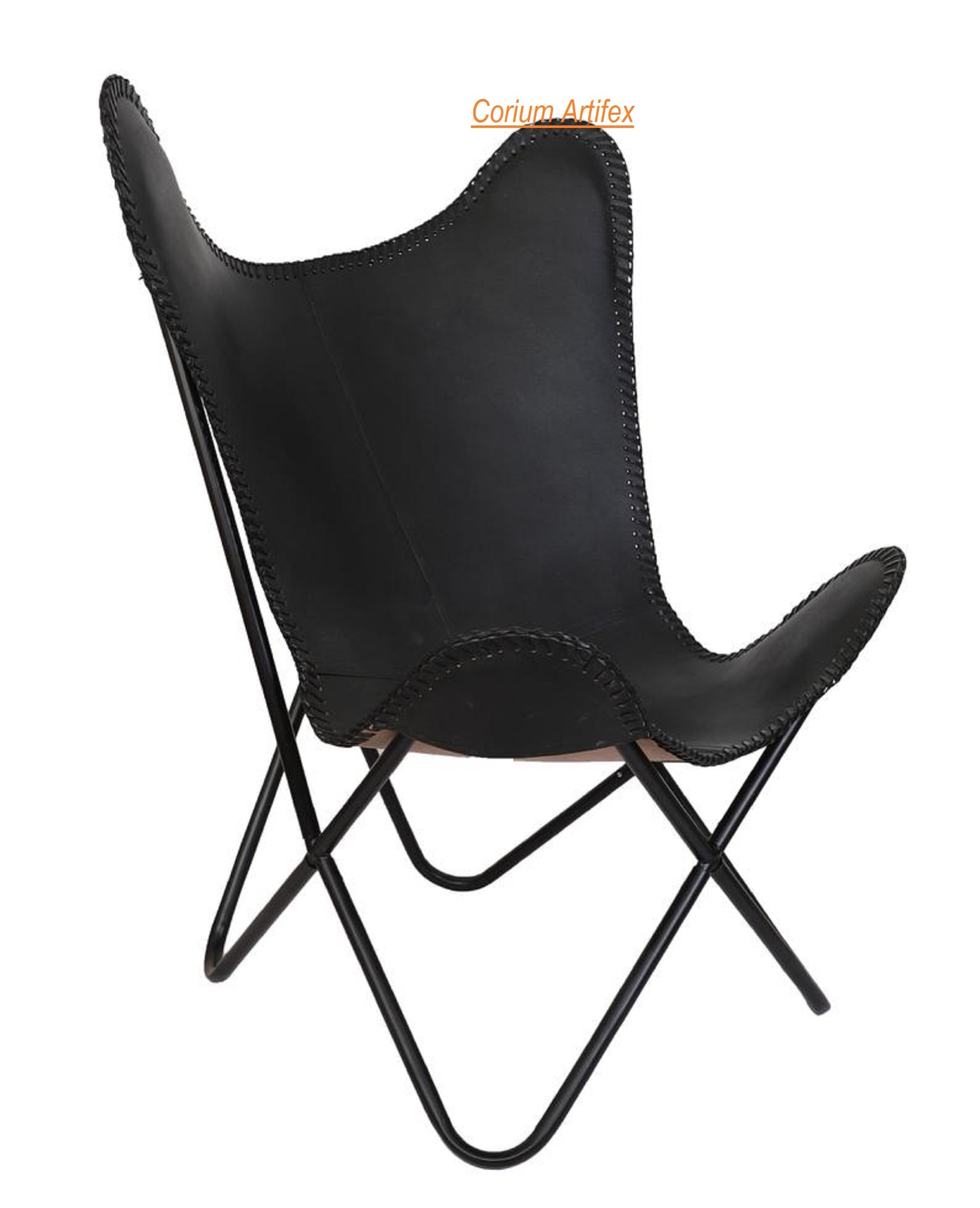 Genuine Leather Butterfly Chair 100% Butterfly Black  Cover Relaxing Living Room Folding chair Arm chair