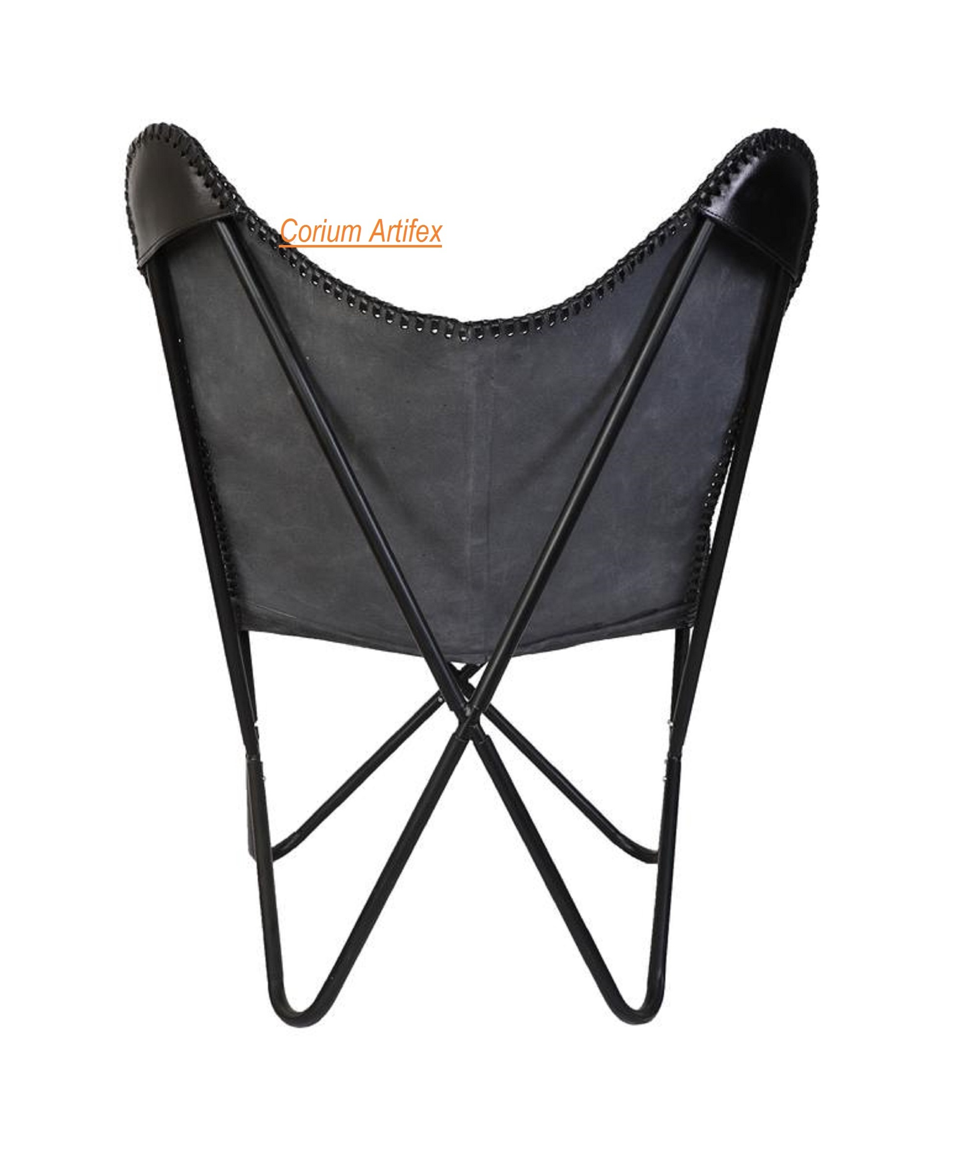 Genuine Leather Butterfly Chair 100% Butterfly Black  Cover Relaxing Living Room Folding chair Arm chair