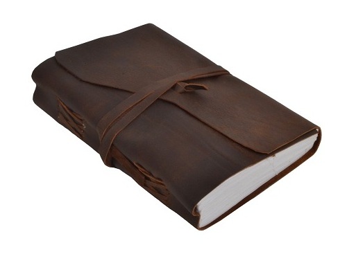 Leather Photo Album with Deckle Edge Paper, Handmade Leather Guest Book