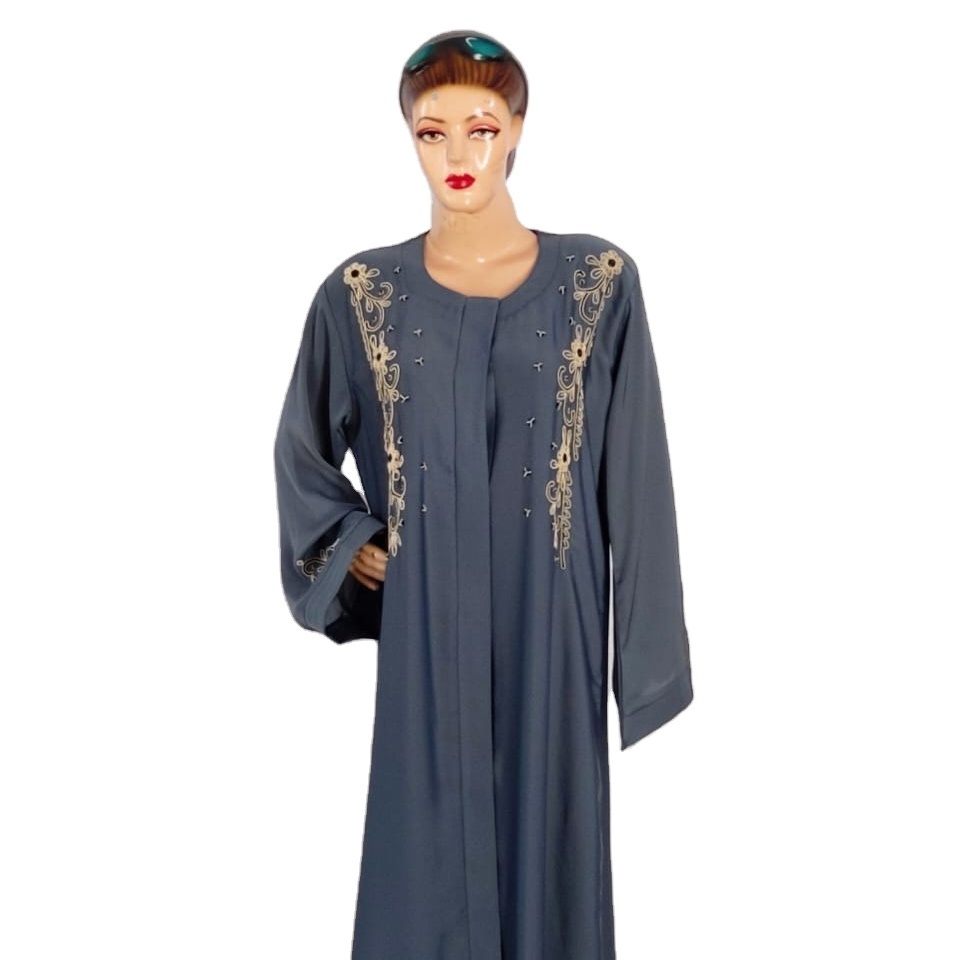 2022 Latest Black Jet Nida Abaya Clothing Wholesale New Designs Dubai Women Muslim Dress Open Best Selling Abaya