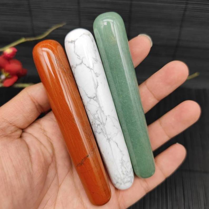 Polished Mixed Crystal Massage Wand Wholesale All Crystal Facial Wand Massager High Quality Healing Stone Body Massage Wands