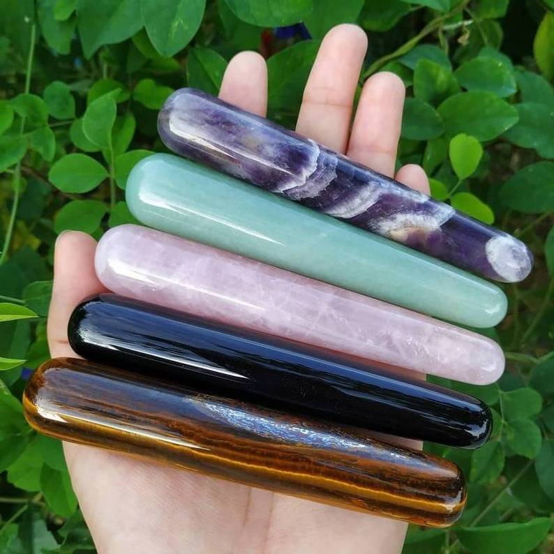 Polished Mixed Crystal Massage Wand Wholesale All Crystal Facial Wand Massager High Quality Healing Stone Body Massage Wands