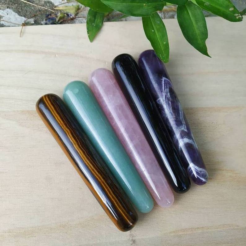 Polished Mixed Crystal Massage Wand Wholesale All Crystal Facial Wand Massager High Quality Healing Stone Body Massage Wands