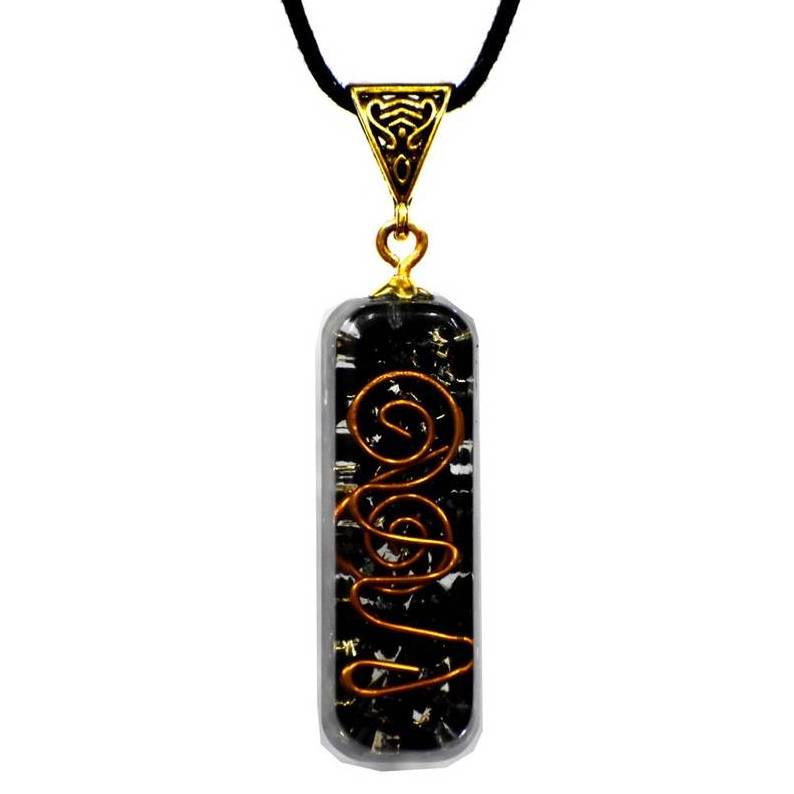 Black Tourmaline Protection Orgonite Pipe Shape Pendant Orgone Pendant Necklace With Chakra Crystals For Energy Generator