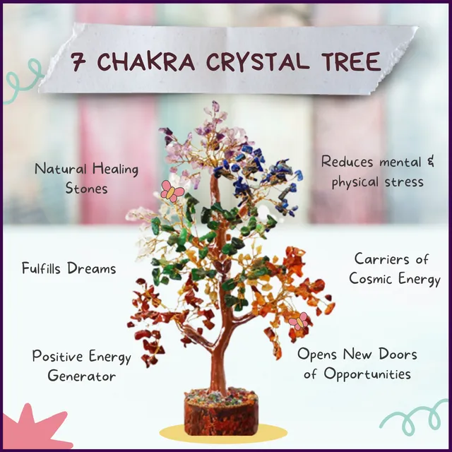 Wholesale Most Selling 300 Chips Seven Chakra Gemstone Trees Fortune Money Feng Shui Lucky Handmade Tree of Life For Decoration