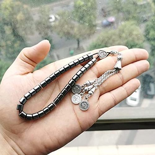 Natural Hematite Tasbih Ramadan Special Discount for Muslim 33 Prayer Beads Islamic Rosary Gift Pocket Misbaha Eid Accessories (