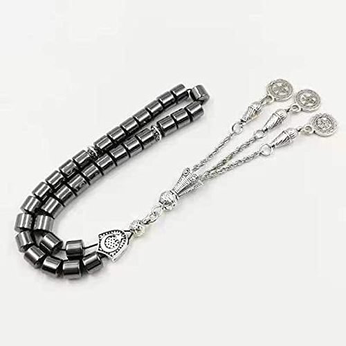 Natural Hematite Tasbih Ramadan Special Discount for Muslim 33 Prayer Beads Islamic Rosary Gift Pocket Misbaha Eid Accessories (